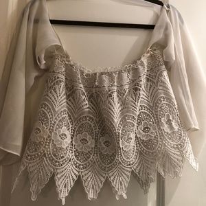 White lacy off the shoulder top